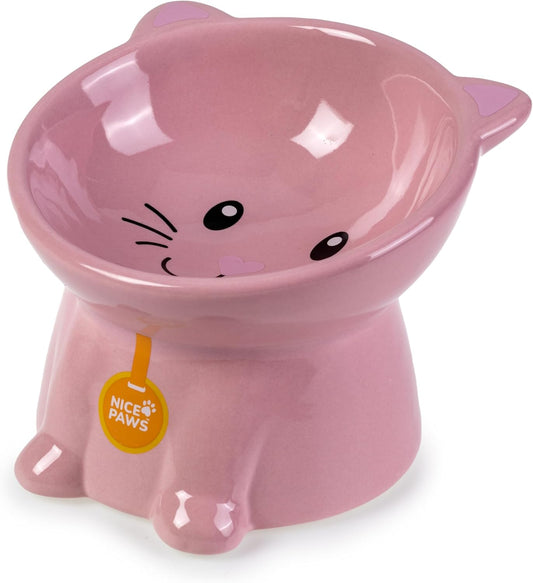 Nice Paws Tilted Cat Bowl - Pink
