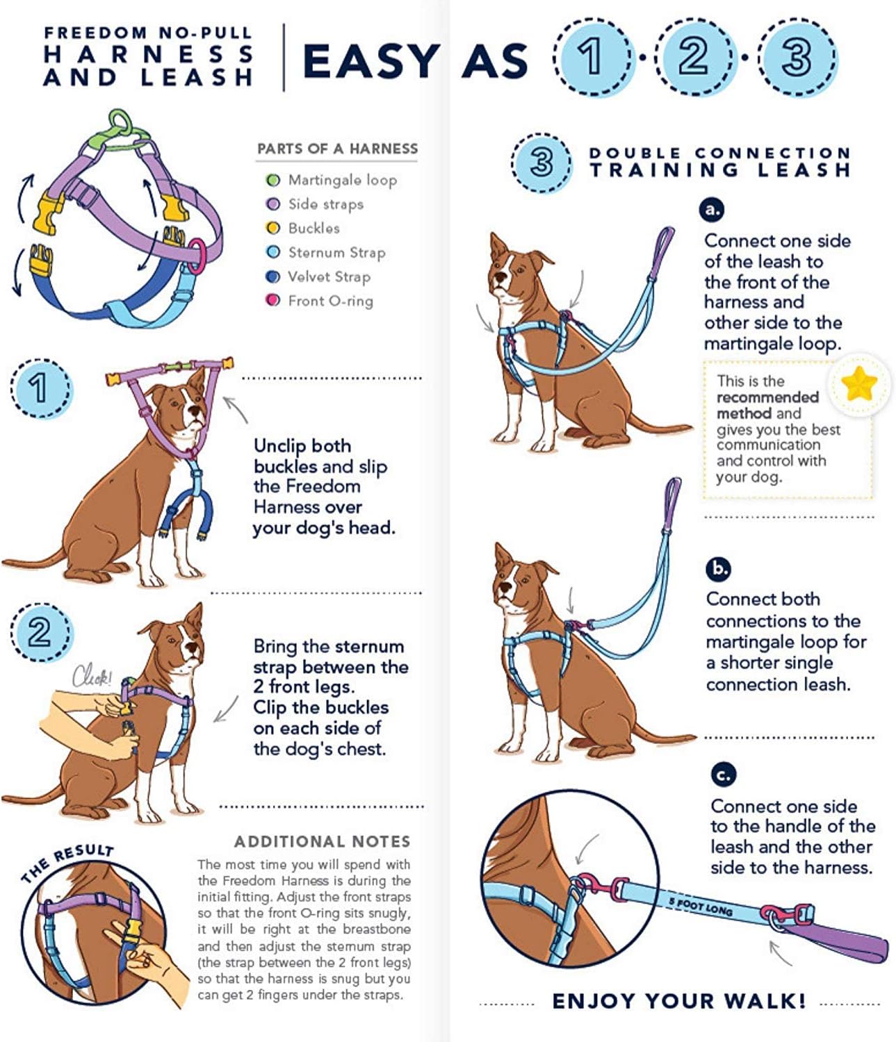 2 Hounds Design Freedom No Pull Dog Harness, Adjustable Harness and Leash Set, Easy Walking & Comfortable Control, Fits Small, Medium & Large Dogs, Solid Colors, Made in USA, 1" XL, Kelly Green