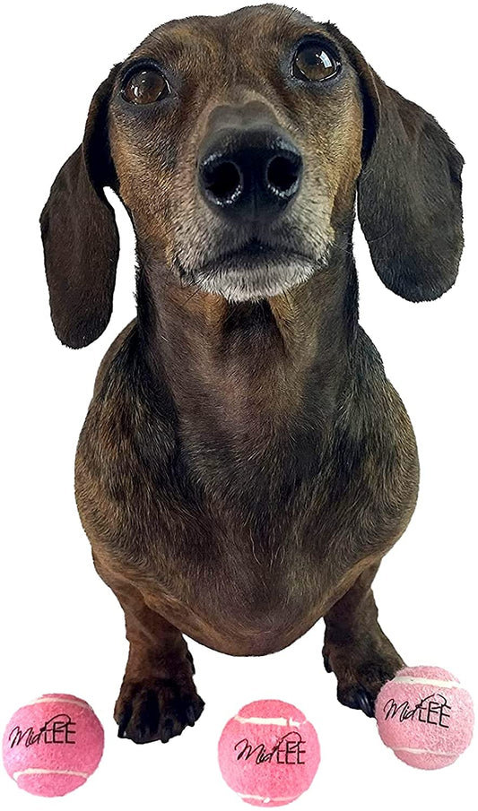 Midlee Mini 1.5" Squeaky Dog Tennis Balls- Pink- Set of 6