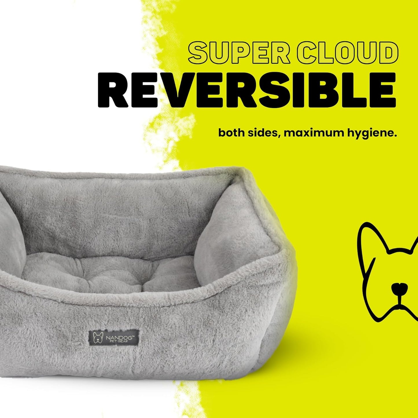 Nandog Cloud Reversible Dog Pet Bed - Light Gray