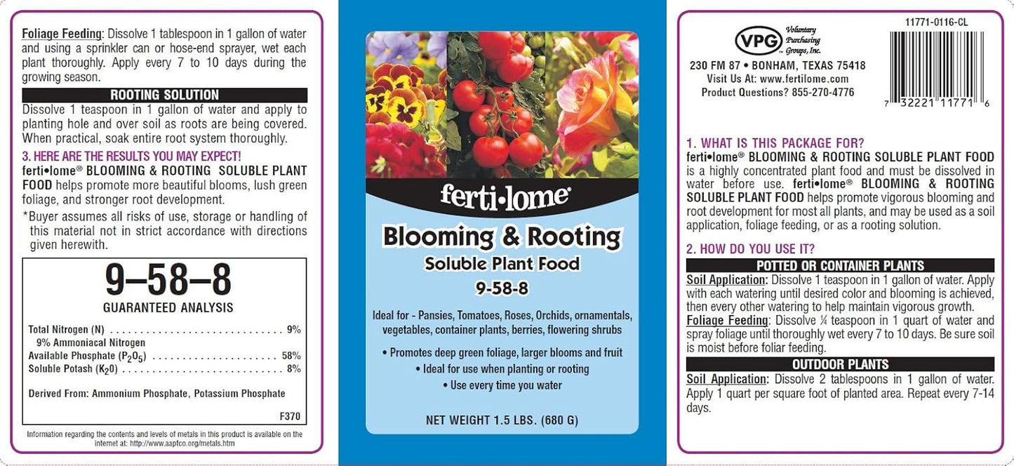 Fertilome (11772) Blooming & Rooting Soluble Plant Food 9-58-8 (1.5 lbs)