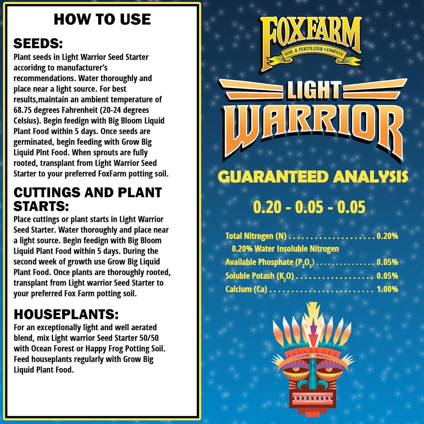 FoxFarm Light Warrior Seed Starter Growing Medium Potting Soil - 1 CU FT