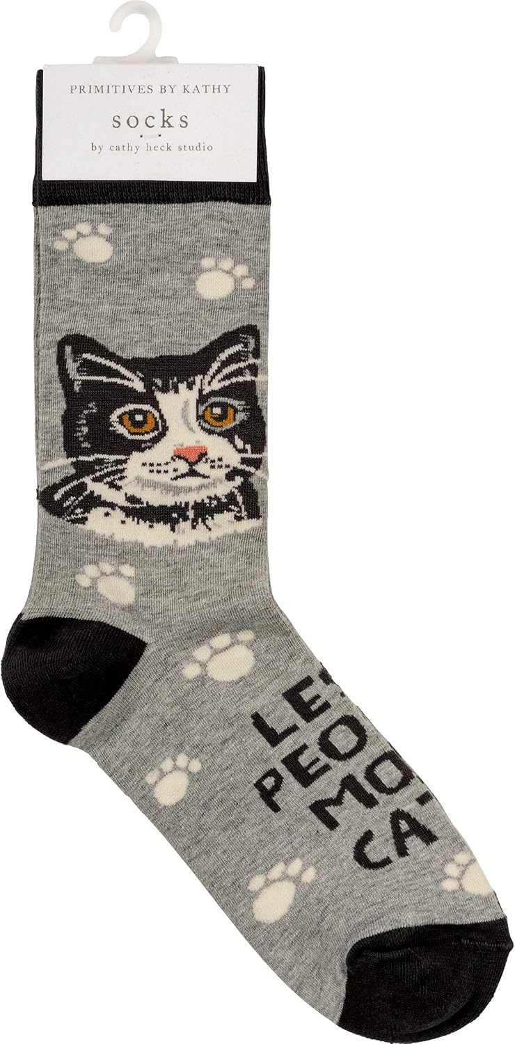 Primitives by Kathy Less People More Cats Colorful Socks