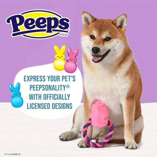 Peeps for Pets Plush Chick Rope Pull Toy for Dogs Squeaker Dog Toy - Pink/Purple