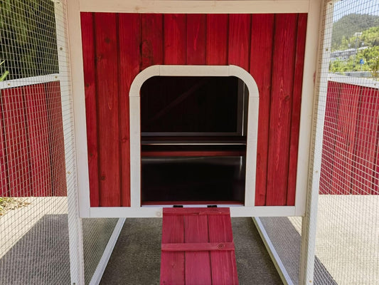 Midlee Red Barn Wooden Chicken Coop with Run Hen House Nesting Box Backyard Covered Enclosure