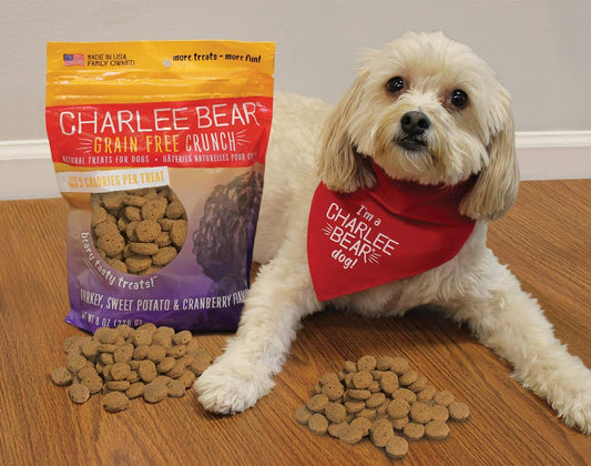 Charlee Bear Grain-Free Crunch Dog Treats-Turkey, Sweet Potato & Cranberry(8 oz)