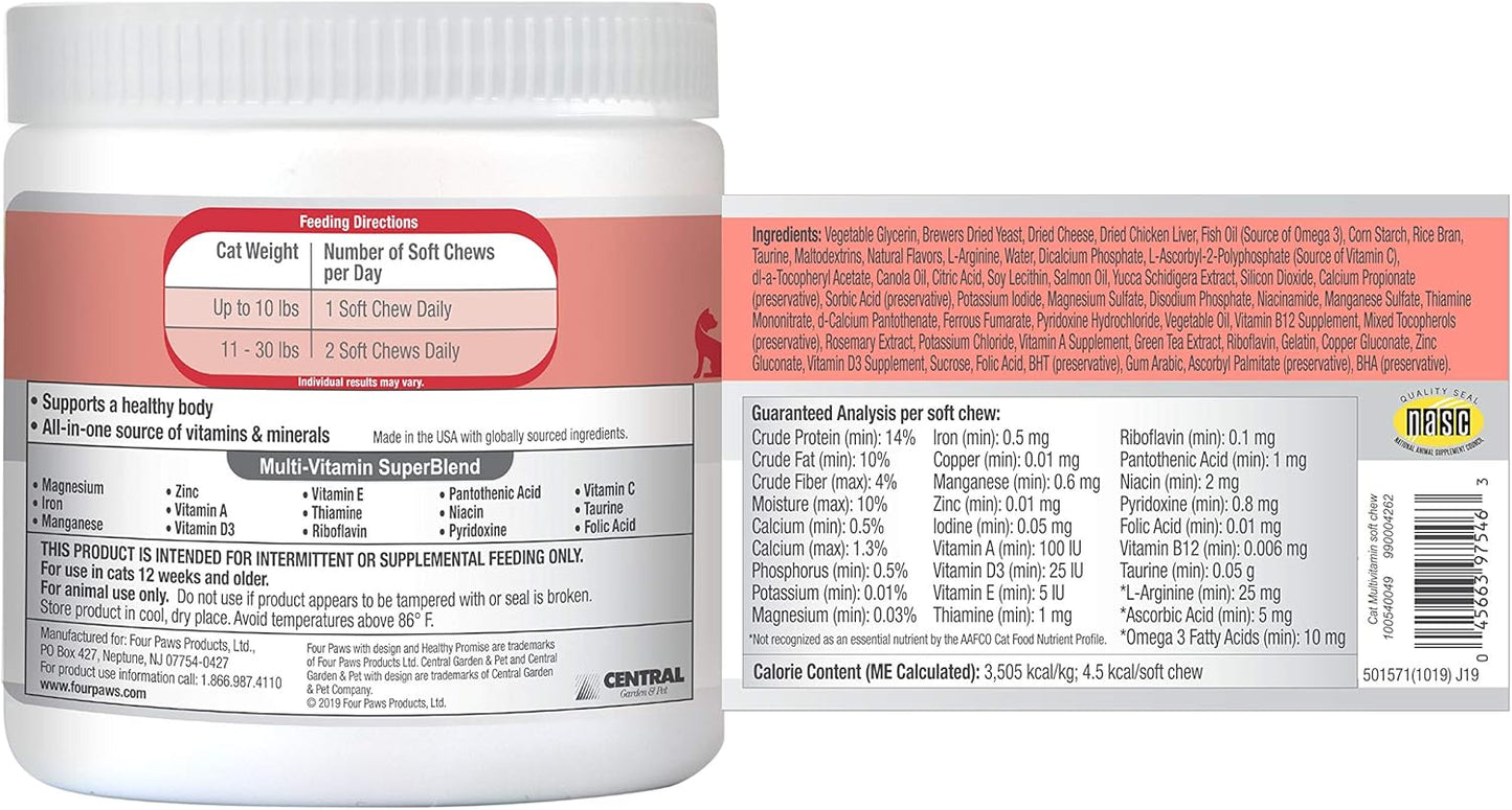 Four Paws Healthy Promise Cat Multivitamin Soft Chews - 120 Count