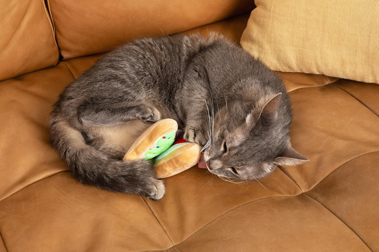 Midlee Christmas Sugar Cookie Catnip Cat Toys- Festive Santa Hat & Christmas Tree Plush Set, Soft Cotton with Polyfill, Holiday Decor Gift for Cats