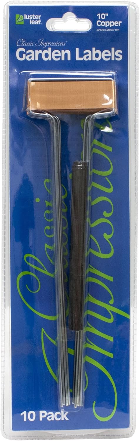 Luster Leaf Classic Impressions 10-Inch Copper Garden Plant Label with Marker (10 Pack)