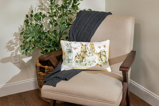 Primitives by Kathy Flower Bunnies Spring Easter Pillow - Size 18" x 12"