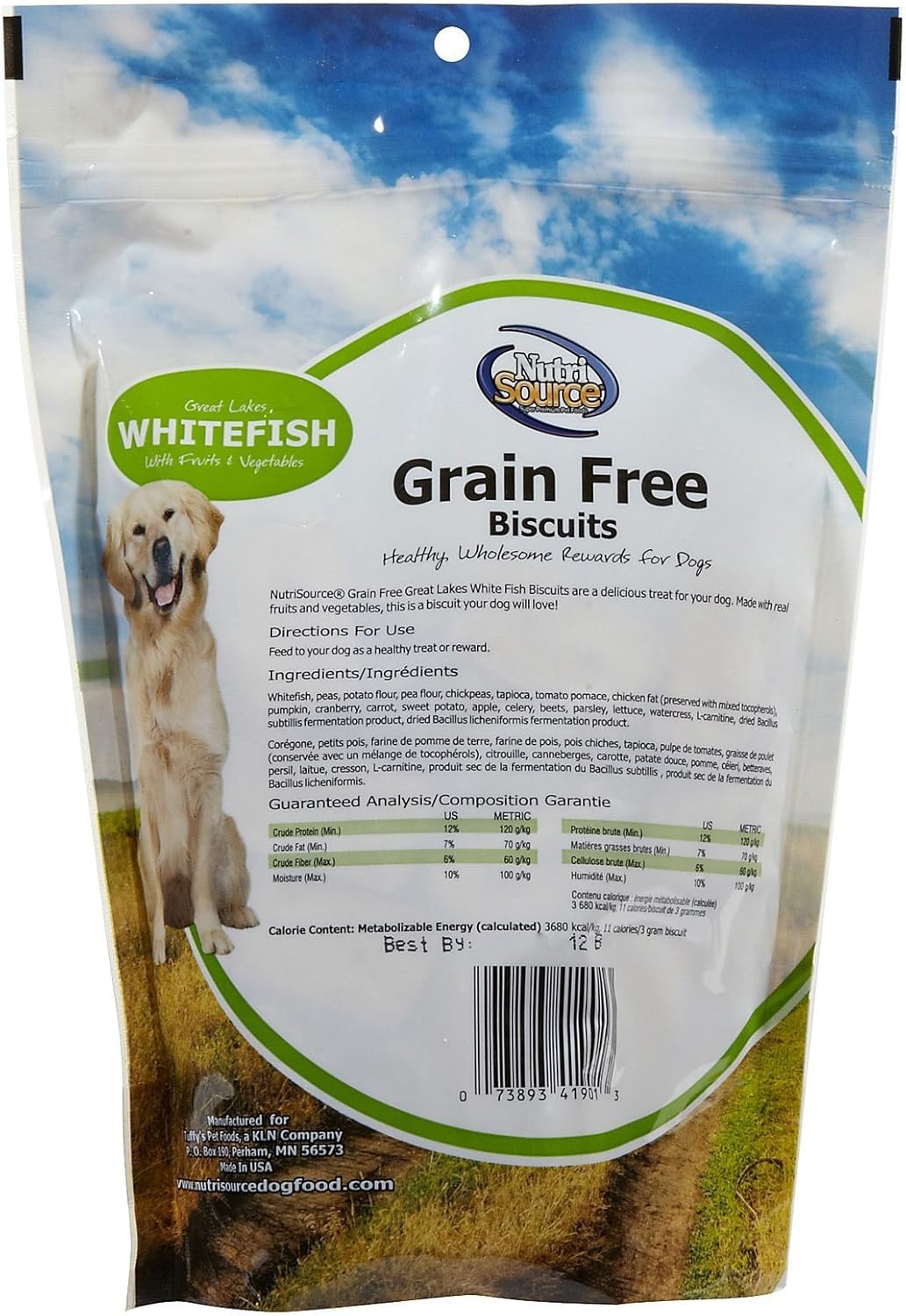 NutriSource Grain Free Whitefish Biscuit Crunchy Dog Treats - 14 Oz