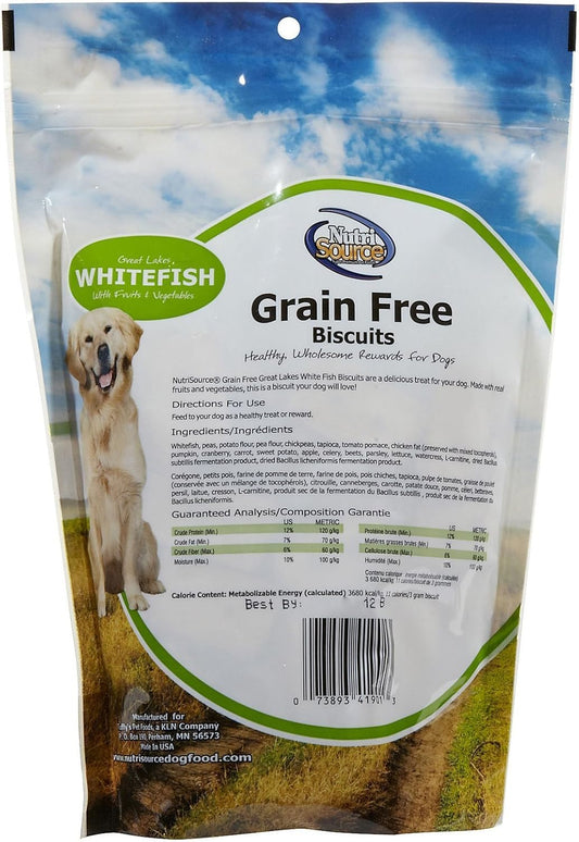 NutriSource Grain Free Whitefish Biscuit Crunchy Dog Treats - 14 Oz