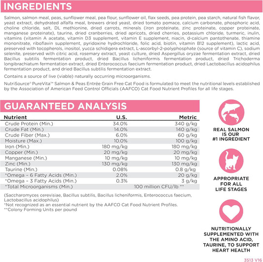 NutriSource Purevita Grain-Free Salmon Cat Food - 2.2 lbs
