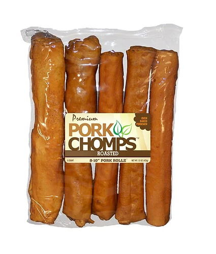 Premium Pork Chomps Roasted Porkhide Rolls 5 Pcs 8 10