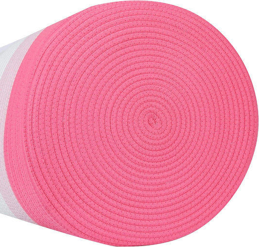 Midlee Pink Toys Cotton Rope Basket- 3 Tone- Nursery Dog Kids Baby Woven Storage Bin Organizer