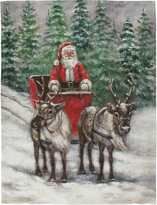 Primitives By Kathy Santa's Sleigh Christmas Towel