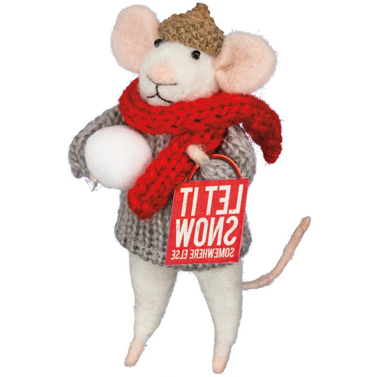 Primitives by Kathy Let It Snow Mouse Critter Somewhere Else Box Sign Mouse Home Decor