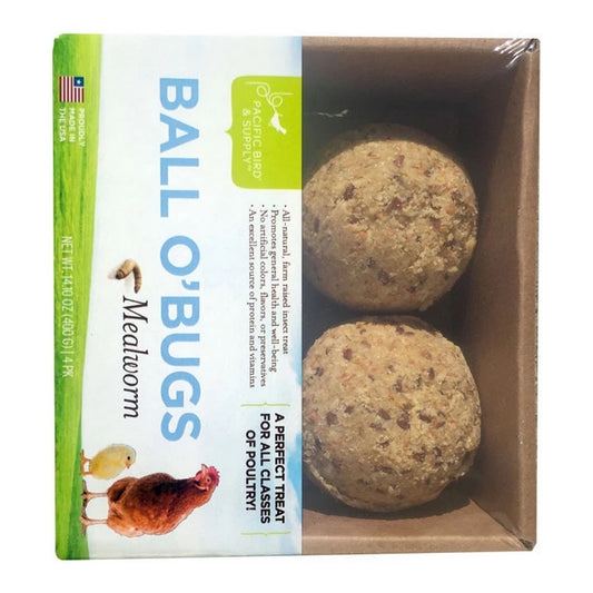 Pacific Bird & Supply Ball O' Bugs Mealworm Chicken Food, 4-pk