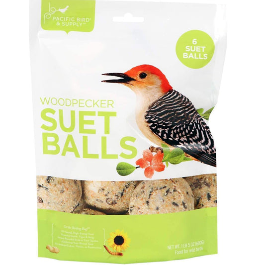 Pacific Bird & Supply Co. 6 Pack Woodpecker Suet Balls, 1lb 5oz