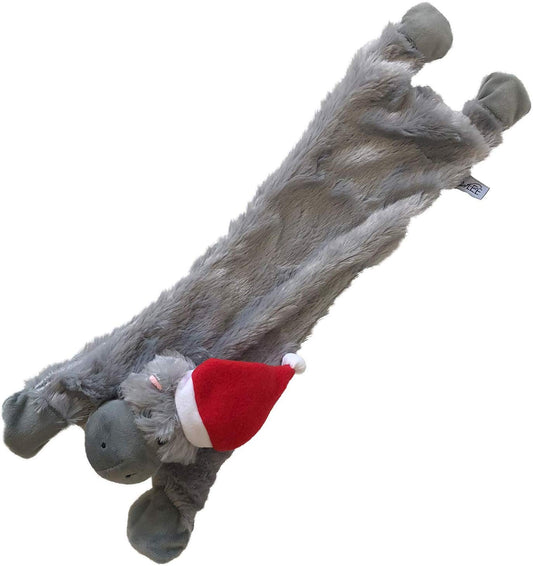 Midlee Hippo Stuffingless Christmas Dog Toy with Santa Hat