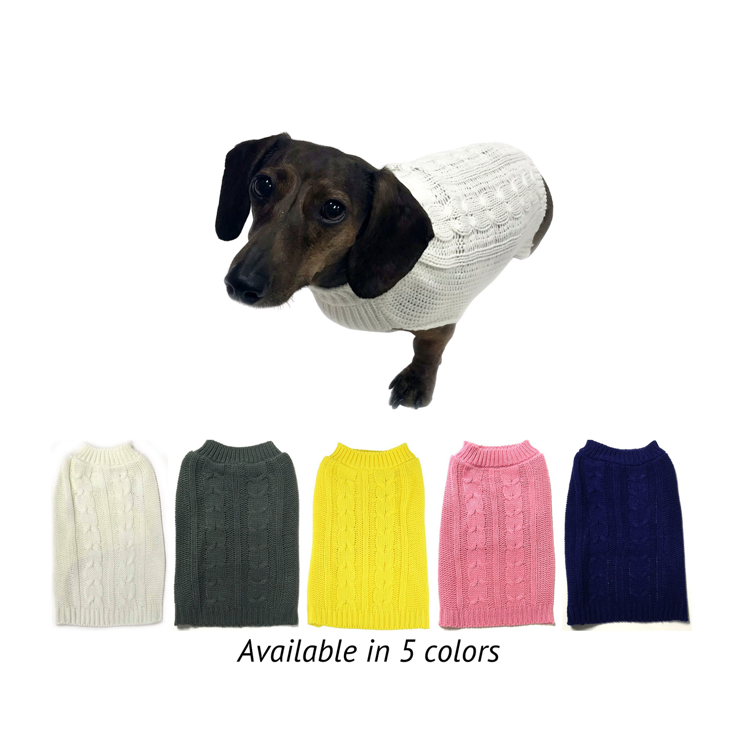 Midlee Cable Knit Dog Sweater (Small, Yellow)