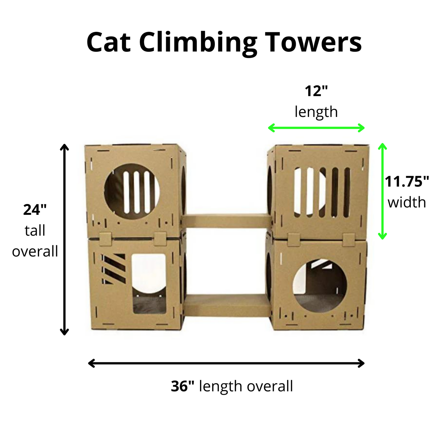 Midlee Cardboard Cat Climbing House Furniture- 2 Tower w/Scratching Pads