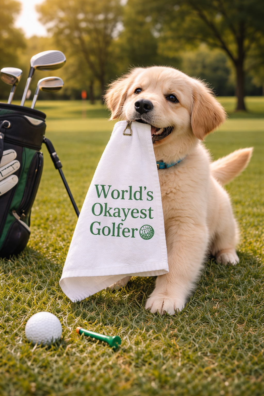 Rustic Marlin Worlds Okayest Golfer Tea Towel
