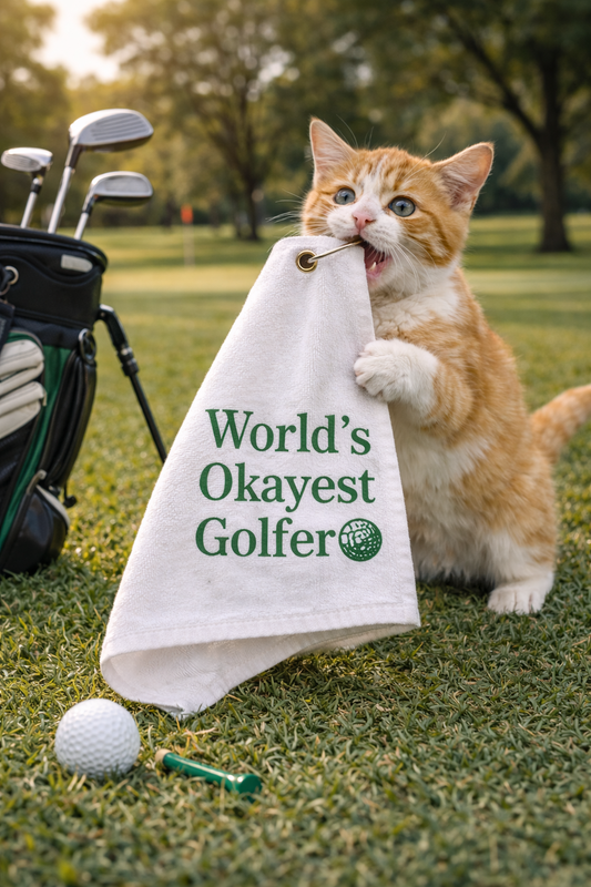 Rustic Marlin Worlds Okayest Golfer Tea Towel