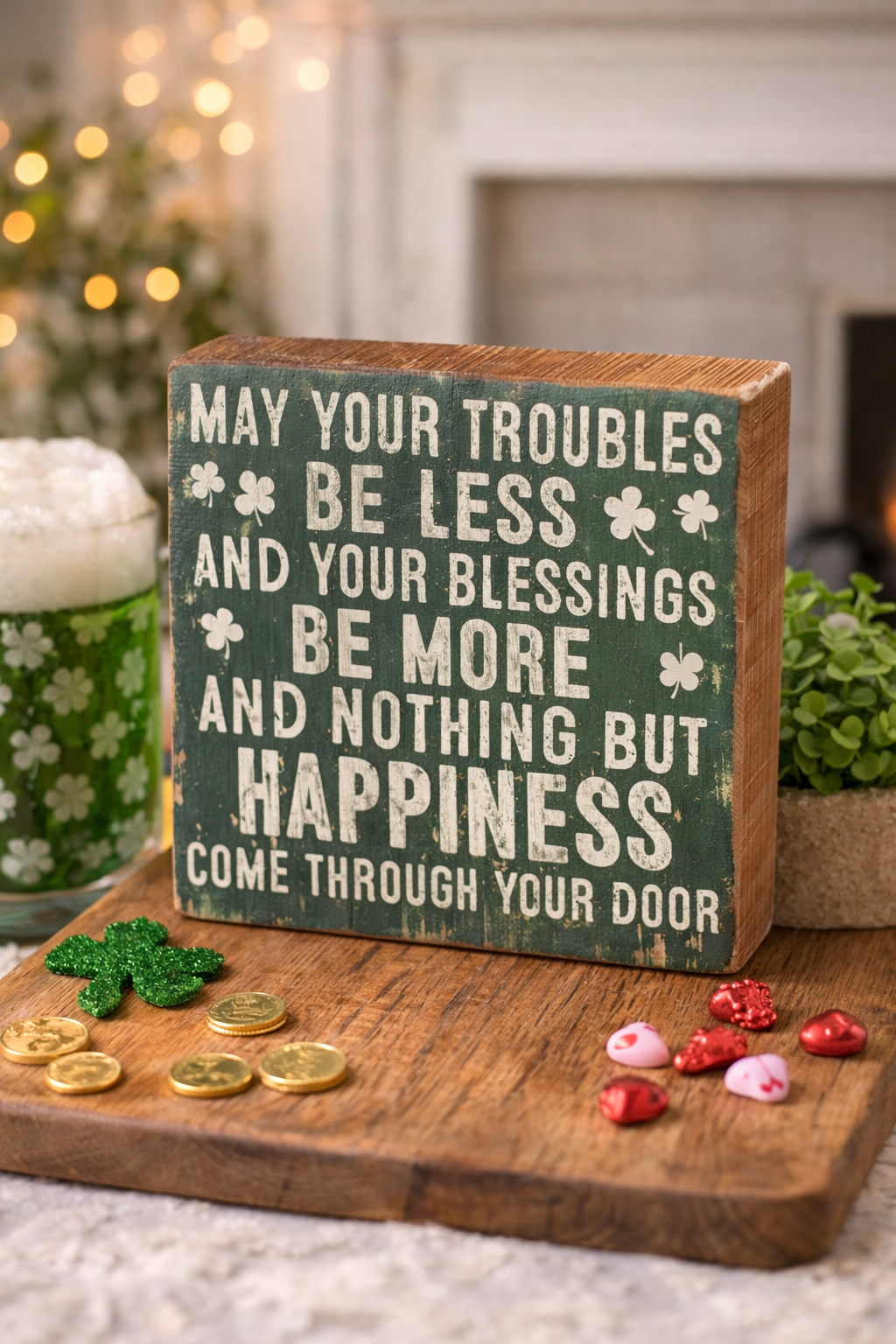 Primitives by Kathy Troubles Be Less Your Blessings Be More Box Sign
