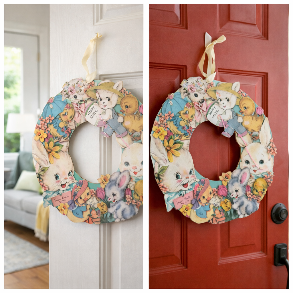 Primitives by Kathy Vintage Style Happy Easter Wreath