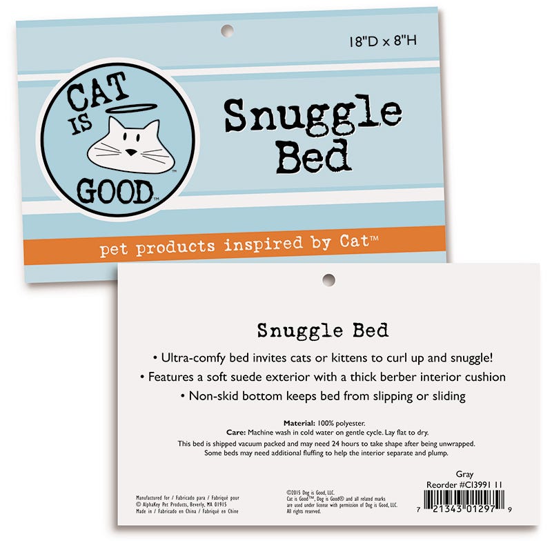 Cat Is Good Snuggle Cat Beds, 18" x 8"