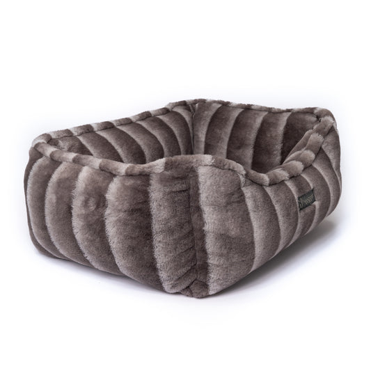 NANDOG Cloud Prive Reversible Bed in Gray Chinchilla - Ultra Soft Micro Plush Fabric - Modern Design - Washable for Cats & Small/Medium Dogs