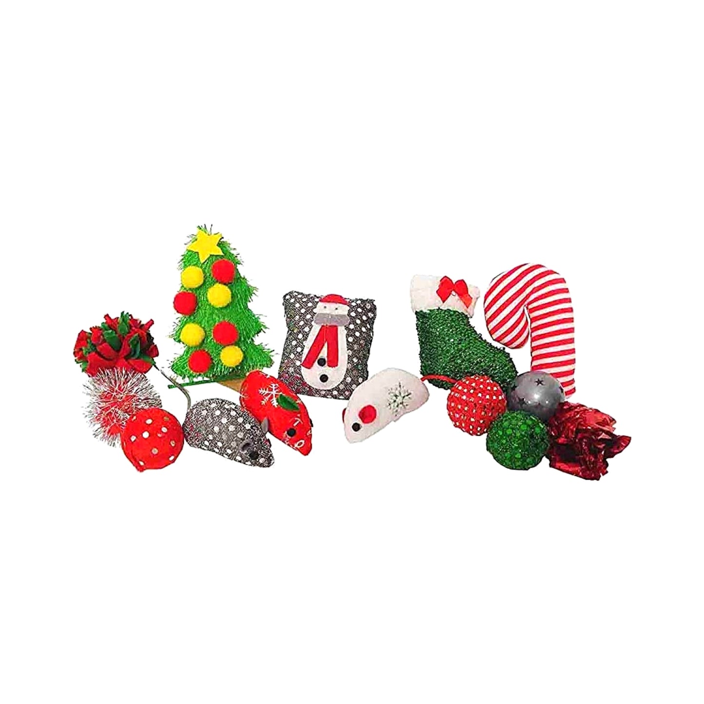 Midlee Cat Christmas Stocking with Toys - 14 Toys