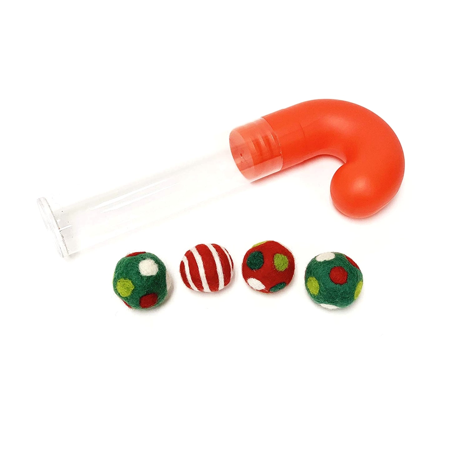 Midlee Candy Cane Wool Ball Filled Cat Toys