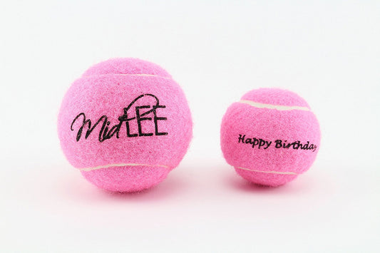 Midlee Pink Happy Birthday Dog Tennis Balls