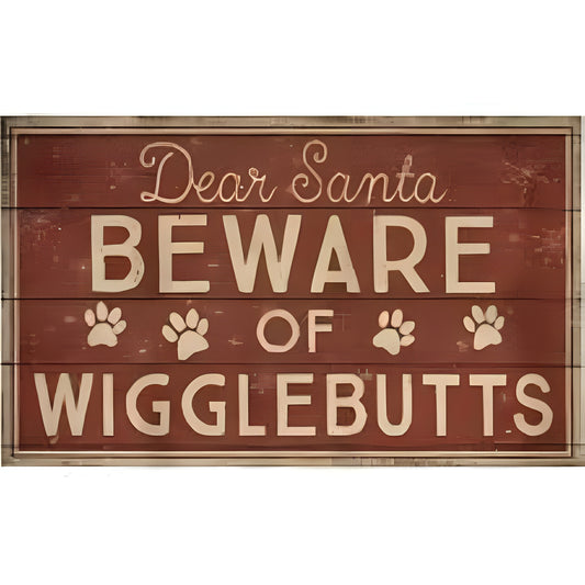 Primitives by Kathy Dear Santa Beware Of Wigglebutts Inset Box Sign