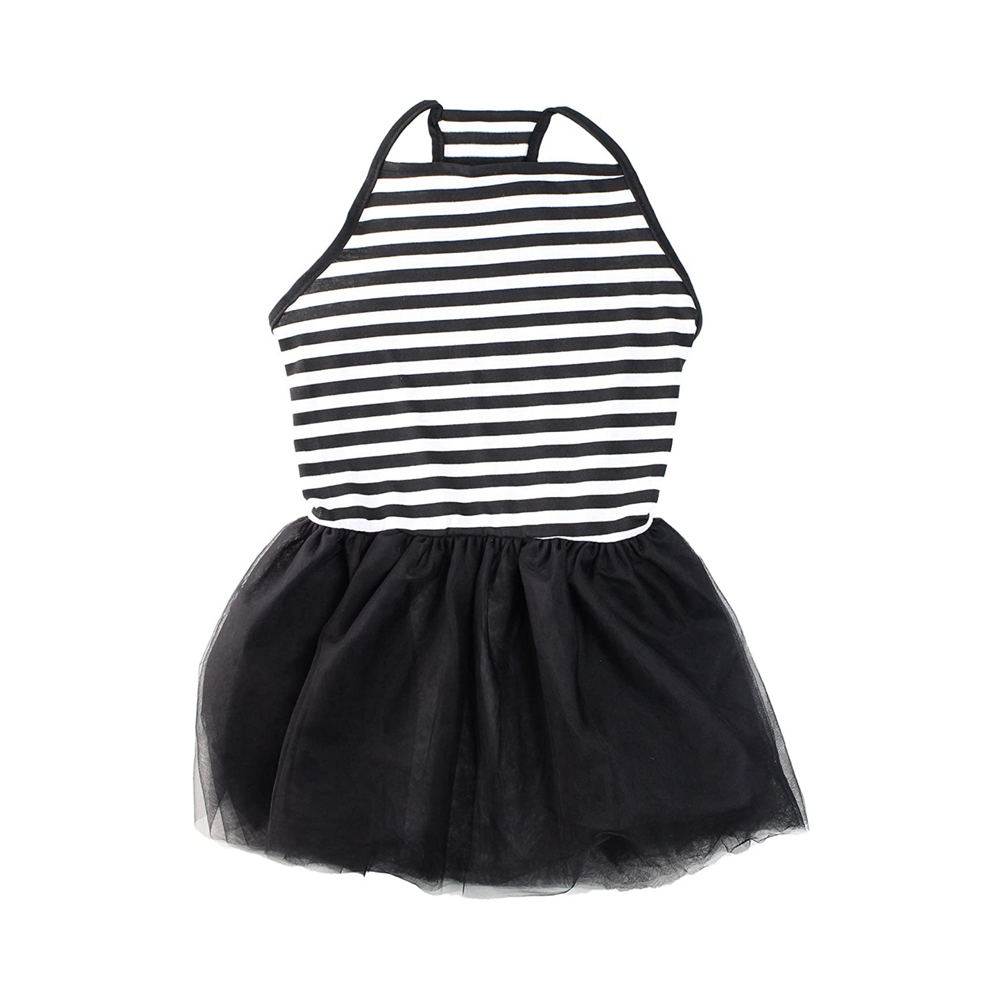 Midlee Elegant Black & White Stripe Tutu Large Dog Dress