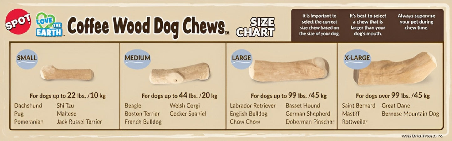 ETHICAL/SPOT Love The Earth Coffee Wood Dog Chew Toy -(Large)