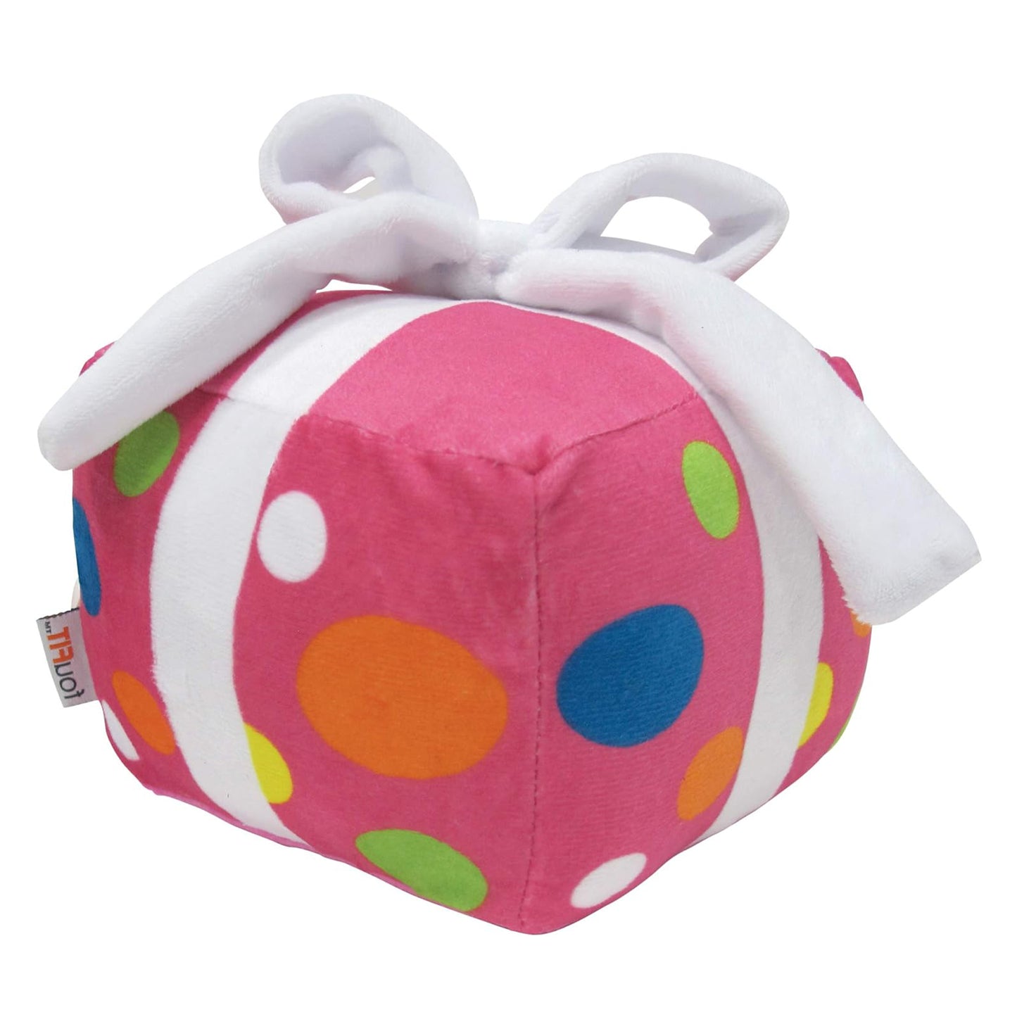 Birthday Present Plush Dog Toy with Hidden Squeaker 6" - Pink