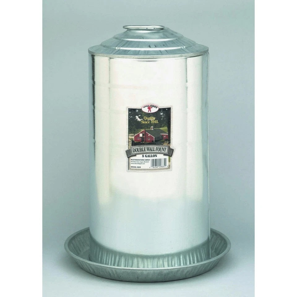 Little Giant 8 Gallon Steel Chick Galvanized Double Wall Fountain