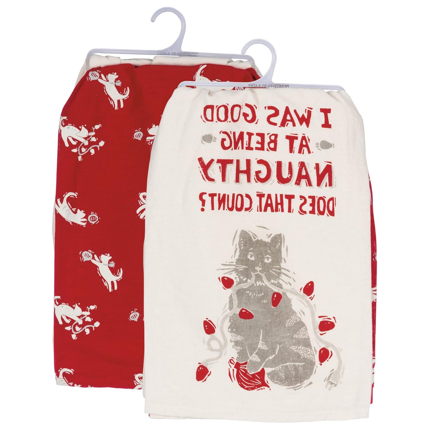 Primitives by Kathy Holiday Naughty Kitty Cat Dish Towels Set of 2