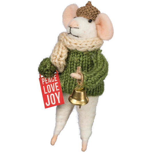 Primitives by Kathy Peace Love Joy Mouse Critter Ornament Shelf Decor