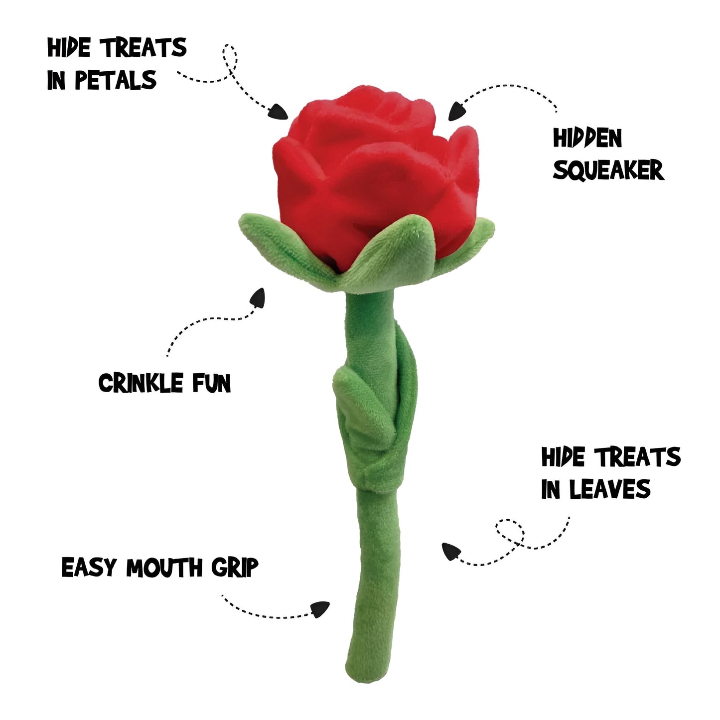 FouFIT Hide 'n Seek Florals Plush Rose Valentine's Toy for Dogs - Purple