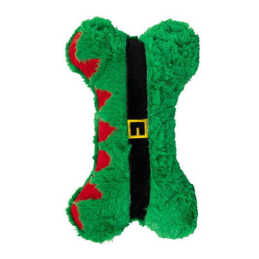 FuzzYard Elf Furry Bone Holiday Dog Toy - 12"