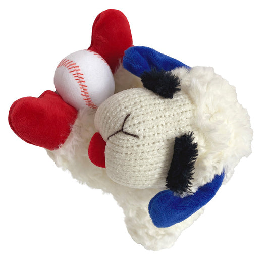 Multipet Baseball Lamb Chop Plush Dog Toy - 10.5"