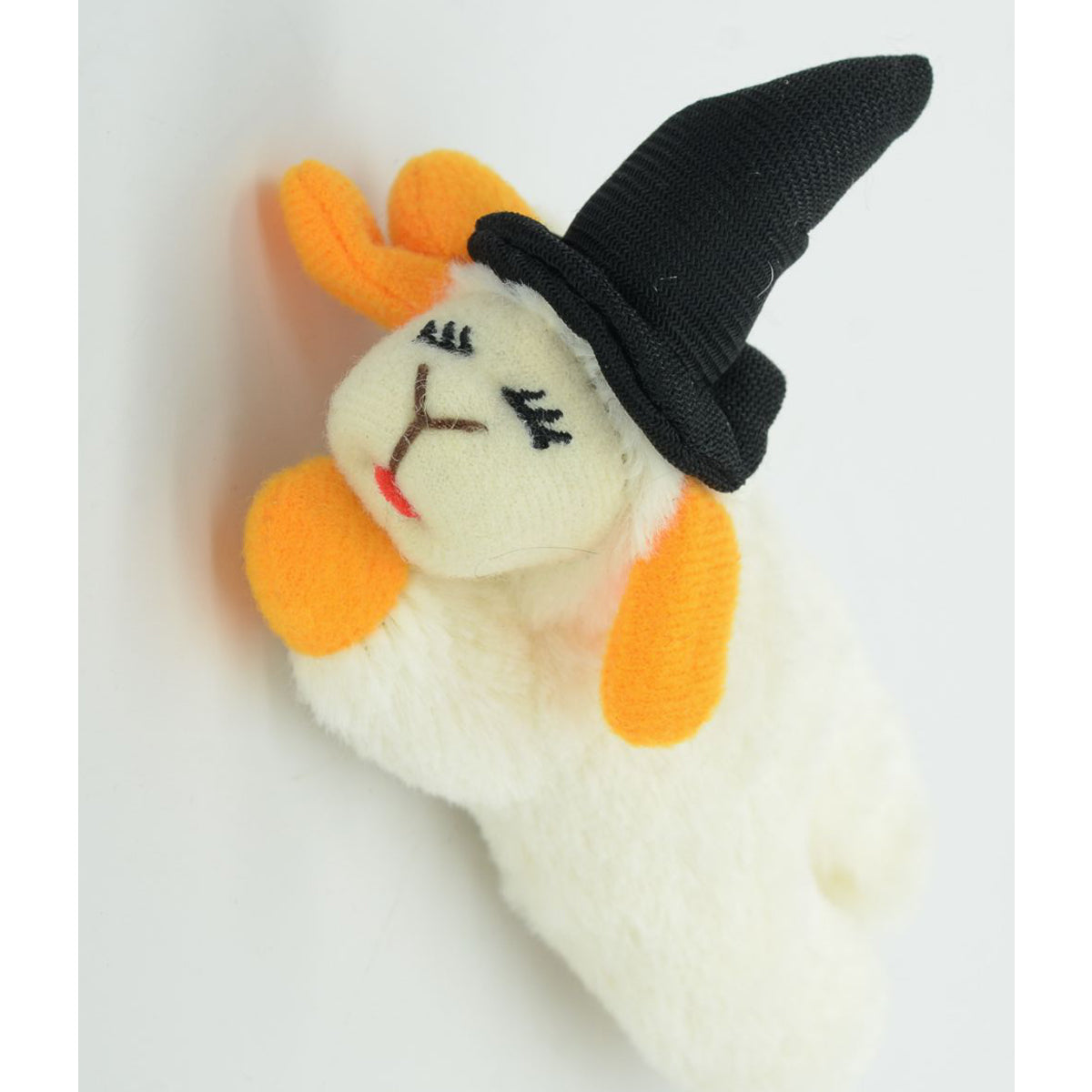 Multipet Halloween Lamb Chop with Black Witch Hat Cat Toy - 4"