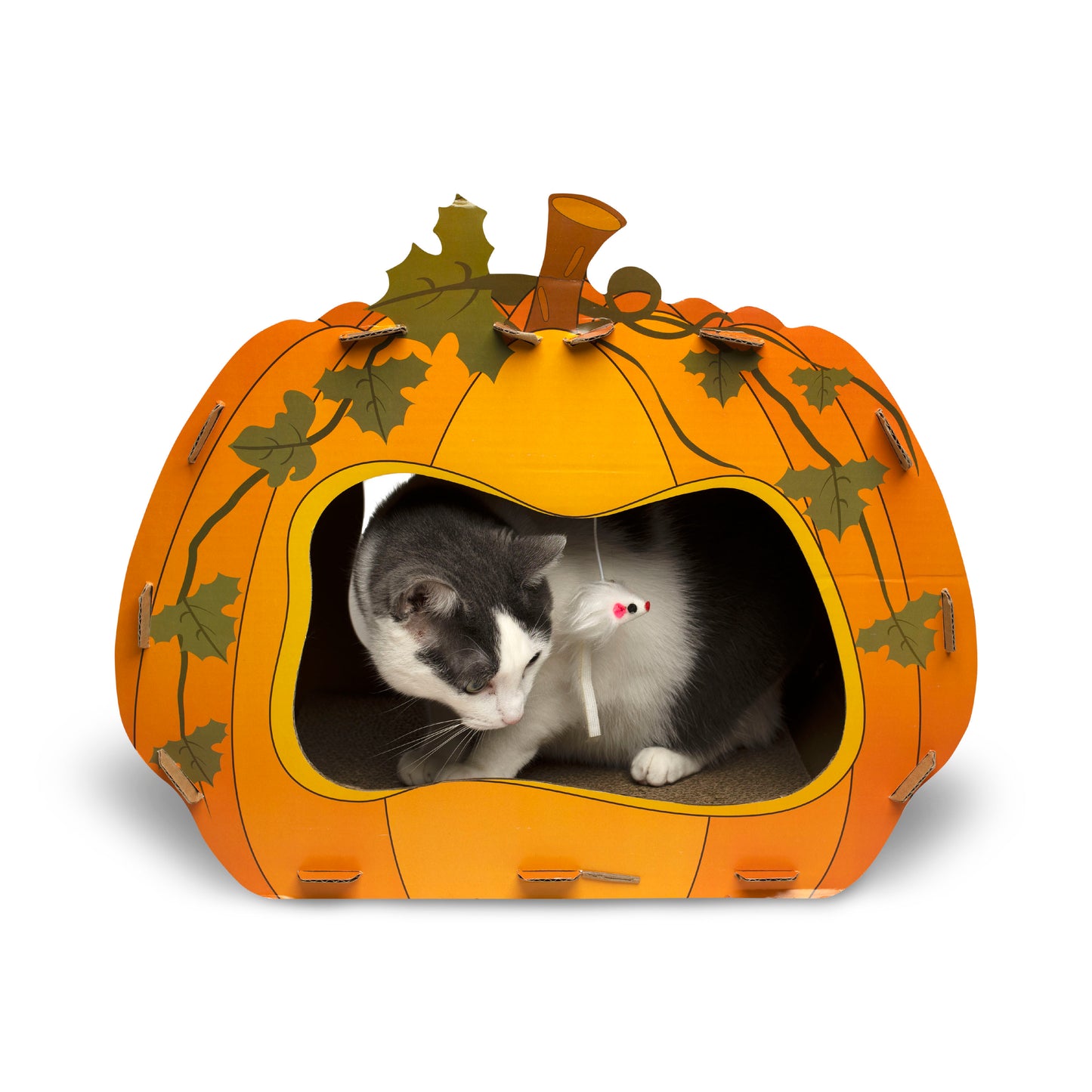 Midlee Halloween Pumpkin Cat Scratcher Cardboard House