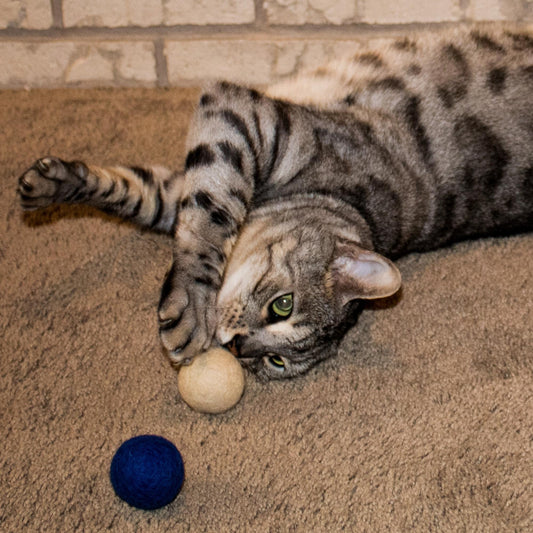 Midlee Hanukkah Felt Wool Cat Toy Set- 2 Balls & Dreidel