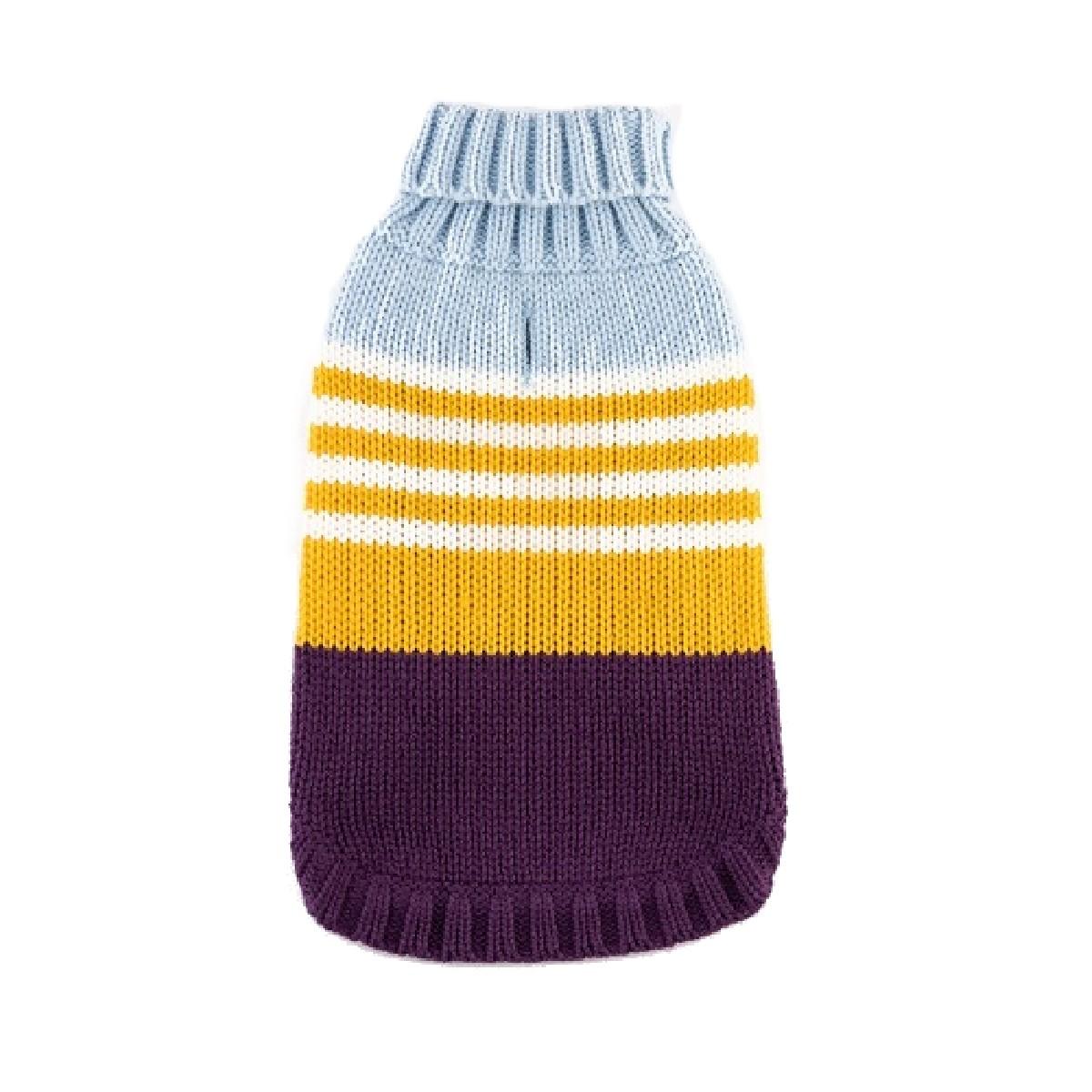 Hip Doggie Light Blue / Purple Color Block Dog Sweater- Large