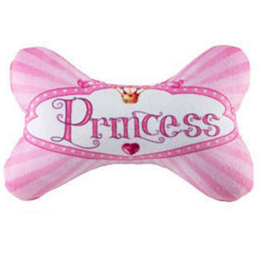 Hip Doggie Princess Plush Squeaker Dog Bone Toy - Medium